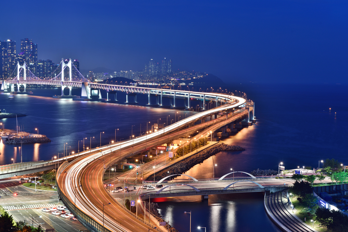 Busan Bridge Night Scene